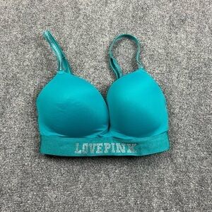 PINK Victoria’s Secret Wear Everywhere Wireless Push-Up Teal w/rhinestones 32DD